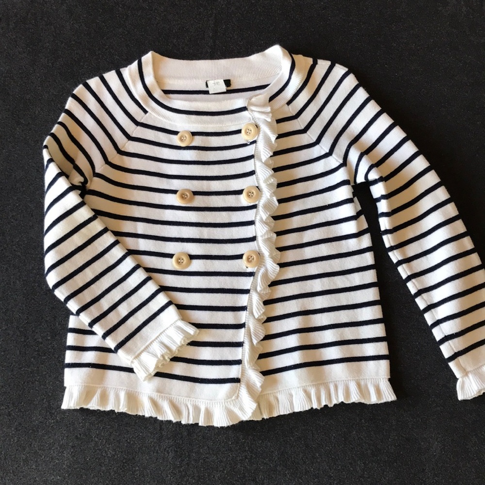 J Crew white and black stripes sweater/ jacket